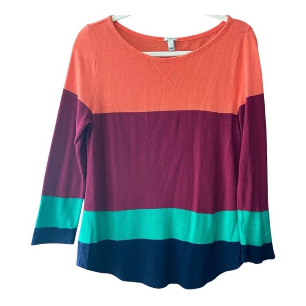 J. Crew Women’s Striped Colorful Linen Blend Sweater - Size M